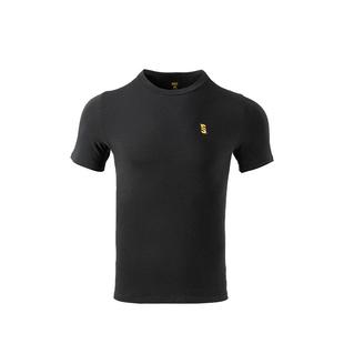 上阵水柔棉短袖T恤烫金工艺高弹透气文化衫男女同款黑金羽毛球服