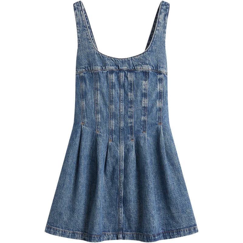 Tommy女装纯棉褶皱修身牛仔裙