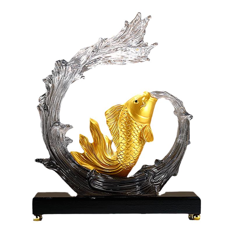 風(fēng)生水起錦鯉招財(cái)葫蘆桌面擺件入戶玄關(guān)客廳酒柜裝飾品喬遷禮品