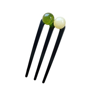 丸子头盘发神器2025新款高级感三齿u型发簪日常通勤女士盘发插梳