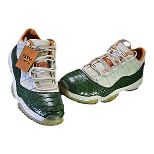 STY定制Air Jordan 11 Low AJ11大魔王黑白蛇纹 做旧低帮篮球鞋
