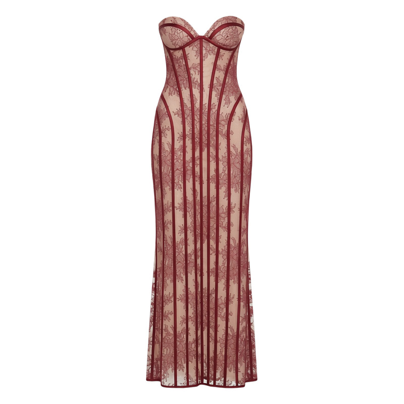 性感蕾丝抹胸包臀连衣裙女 Sexy lace strapless dress for women