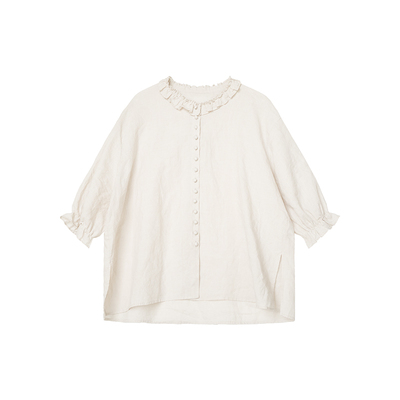 安妮森林纯苎麻仙气麻料衬衫女