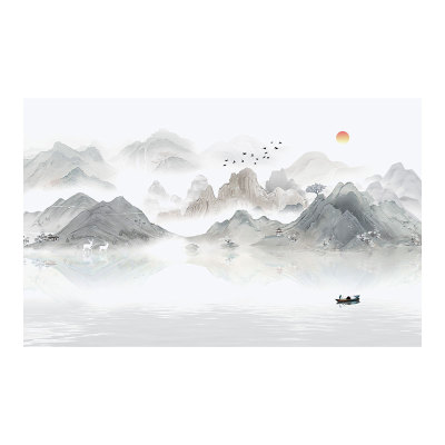 3d中式山水画背景墙全国可上门贴