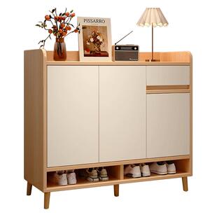 鞋柜实木家用门口入户靠墙一体新款玄关室内储物收纳柜多层鞋架柜