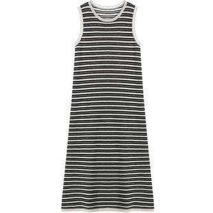 LAGOGO航海系撞色条纹连衣裙女拉谷谷2025秋冬新款针织背心裙子