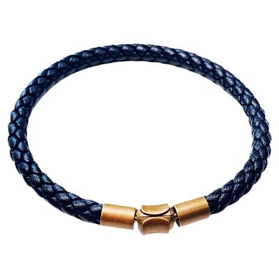 粗5毫黑皮手绳手链穿黄金转运珠