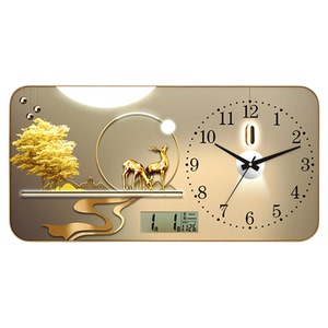 高档万年历客厅挂钟家用钟表静音中式创意墙上时钟卧室石英钟挂表