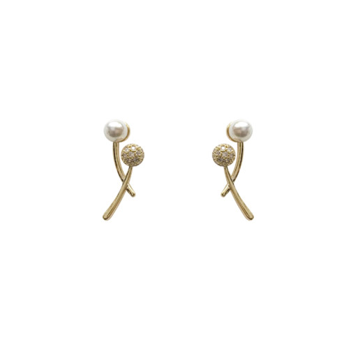 feve store 春款新款交叉珍珠耳环超仙少女心耳钉925银针耳饰