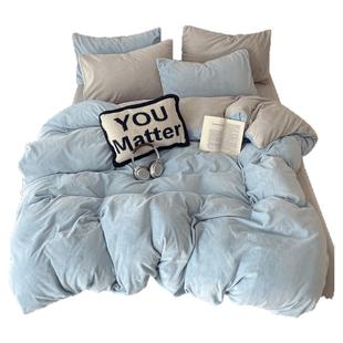 冬季加厚牛奶绒被套单件150x200x230单独被罩珊瑚绒面四件套加绒4