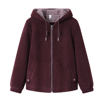 妈妈冬装加绒加厚水貂绒外套2025新款中老年人洋气毛呢大衣女短款