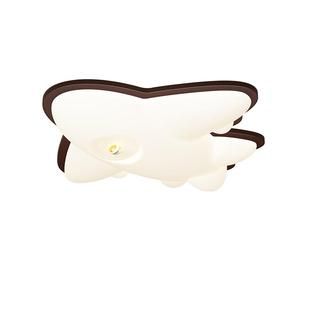 箭牌中古奶油风吸顶灯胡桃木色飞机灯卧室灯男女孩护眼儿童房间灯