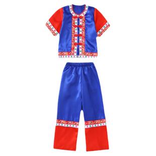 儿童阿昌族民族服装舞蹈土族表演服幼儿园男童合唱门巴族舞台长袖