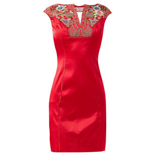 敬酒婚礼定制品尚华服端庄高贵显瘦显年轻中式刺绣修身女短礼服裙