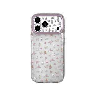 轻派春天款满屏粉色小碎花兔子带链条适用苹果17promax手机壳iphone16pro新款15女款温柔清新双层壳全包硬壳