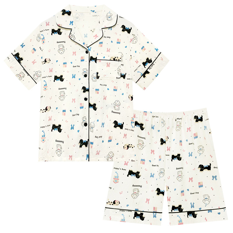 2026新款夏季女士云朵棉波点睡衣/家居服套装