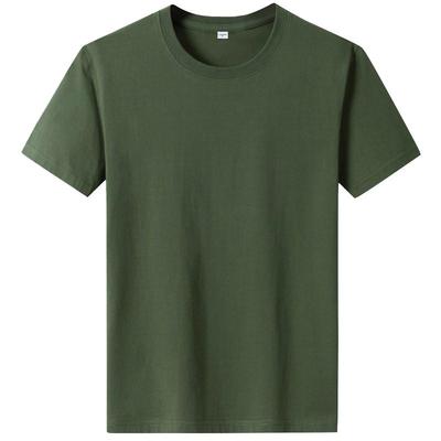 100%纯棉短袖T恤男夏季白色圆领宽松纯色大码半袖打底衫上衣汗衫