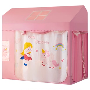 儿童蚊帐小房子防摔全底拼接床上帐篷女孩遮光床帘挡风1米35定制