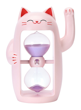 萌趣招财猫沙漏计时器新年礼物