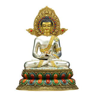 欧斯特彩绘鎏金鎏银《阿弥陀佛》室内家用《阿弥托佛》铜佛像摆件