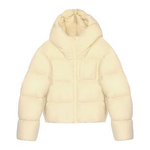 因由  95白鸭绒2025秋冬新款外套连帽立体保暖绗短款羽绒服女