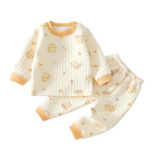 婴儿衣服春季夹棉分体套装保暖秋衣纯棉a类6春装婴幼儿宝宝内衣男