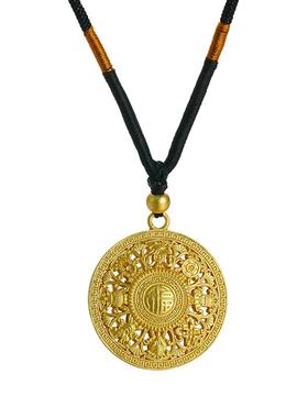 足银999八宝罗盘吊坠绳链