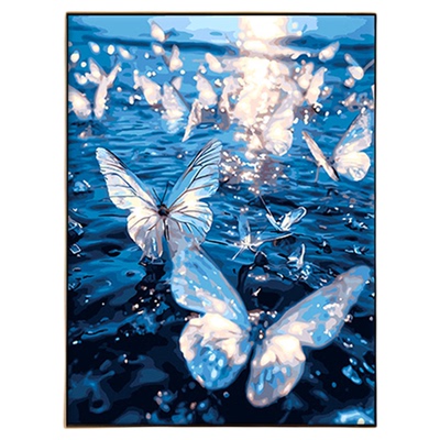 自油自画DIY数字油画碧澜蝶舞