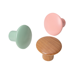 一体实木柜门抽屉拉手儿童房原木圆形衣柜拉手现代木质单孔门把手