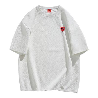 查尔斯桃心提花肌理感短袖t恤男