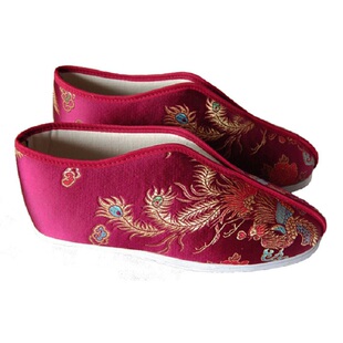 寿鞋女款布鞋单鞋棉鞋老人冲喜千层布底绣莲花梯子凤凰牡丹寿鞋女