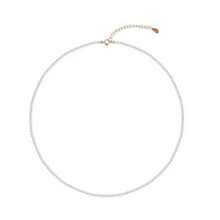 极细致天然小米粒珍珠项链锁骨女14k包金法式优雅经典百搭短颈链