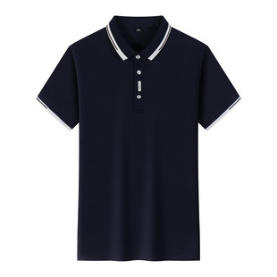 夏季冰丝薄款短袖t恤男士半袖体恤带领夏装上衣服有领帅气polo衫