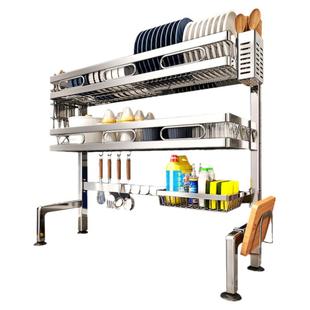 不锈钢厨房水槽置物架多功能碗碟收纳架水池上洗碗槽放碗盘沥水架