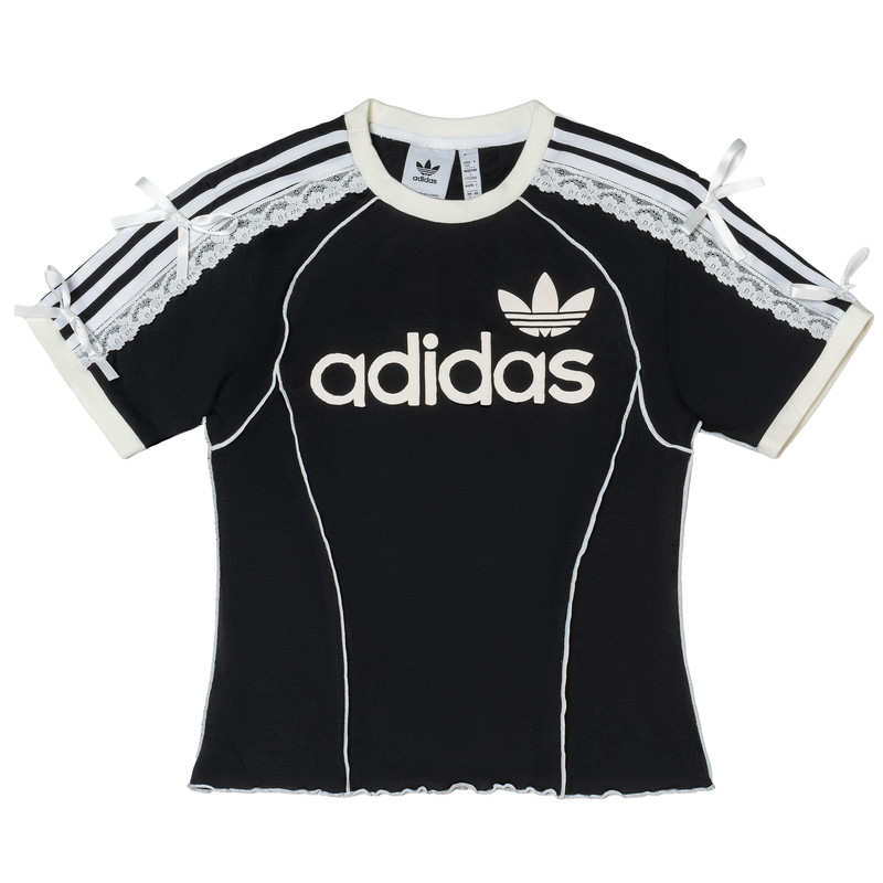Adidas/阿迪达斯 Remake 大logo芭蕾风蝴蝶结蕾丝短袖女ENCOMPASS