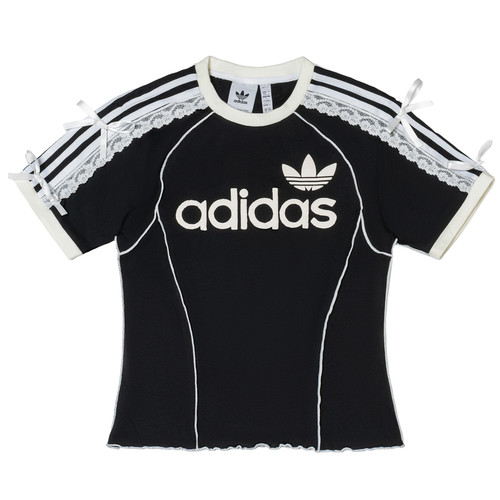 Adidas/阿迪达斯 Remake 大logo芭蕾风蝴蝶结蕾丝短袖女ENCOMPASS