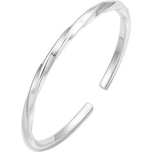 周六福银莫比乌斯环手镯S999足银女开口送女友情人节礼物