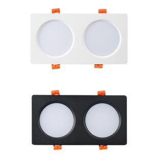 LED双头筒灯吊顶格栅灯长方形射灯嵌入式天花灯10x20双排斗胆灯