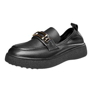 康奈真皮乐福鞋厚底懒人鞋2024春季新款一脚蹬套脚女鞋软底休闲鞋