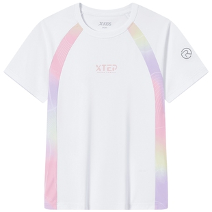 氢风|特步童装女童速干短袖T恤2026夏季新款儿童短T大童拼接上衣