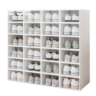 加厚鞋盒翻盖鞋收纳折叠收纳盒抽屉式透明鞋柜塑料鞋架省空间神器