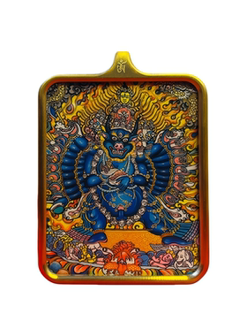 大威德金刚护法神普贤菩萨小唐卡吉祥挂件项链热贡纯铜扎基拉姆