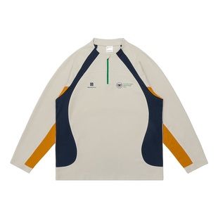 TreesOutside抗菌吸湿排汗珠地布半拉链速干运动跑步骑行长袖T恤