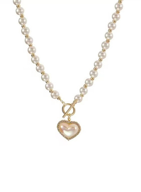 法式气质OT温柔轻奢珍珠爱心项链