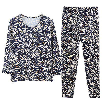 中老年人女大码薄款保暖内衣套装