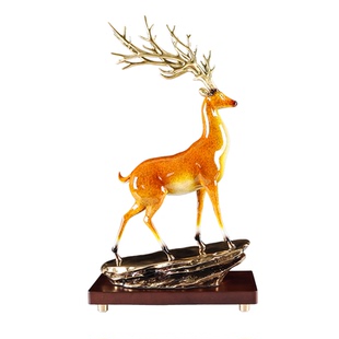 纯铜梅花鹿摆件客厅酒柜玄关办公室桌面装饰品工艺品乔迁开业礼品