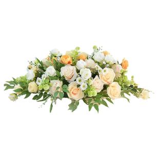 会议桌花仿真假花束摆件客厅酒店餐厅宴会长桌餐桌花摆花签到台花