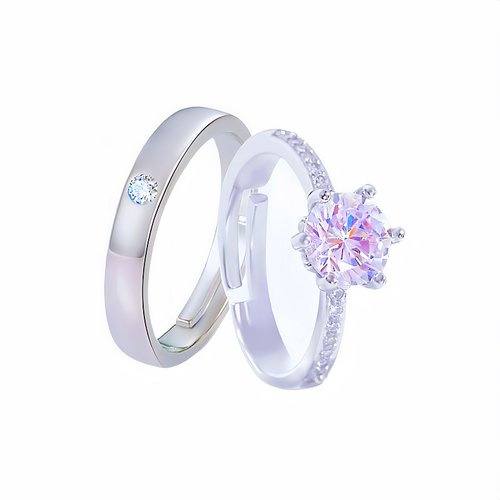 仿真婚戒情侣假钻戒一对结婚对戒钻石求婚礼六爪戒指交换仪式用