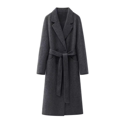 国内代购2025秋冬季腰带中长款双面毛呢外套大衣女AR234021
