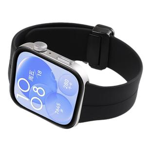 适用于华为watch fit3/4表带fit4pro硅胶磁吸折叠扣腕带智能运动手表环FIT3时尚简约男女同款替换带舒适配件